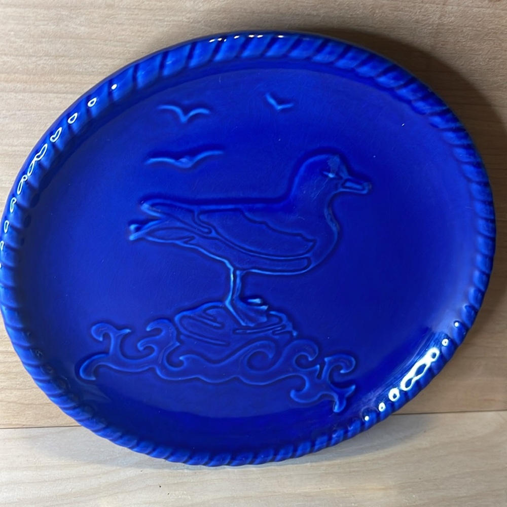 American Atelier Nautical Navy Stoneware Plate Seagull